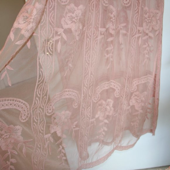 Kori America Blush Pink Maxi Romper/Dress With Floral Lace Overlay size M - Picture 2 of 4